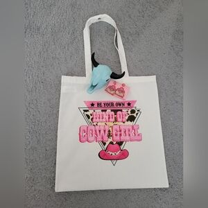 Cowgirl Tote Bag Earring Gift Set Rodeo Shopping Western Festival Farmers Market
